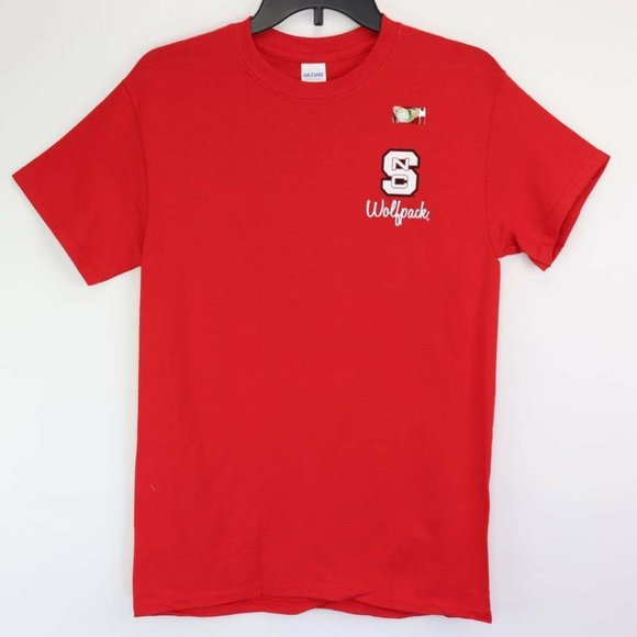 NC State Wolfpack Gildan Unisex Adult T-Shirt Red - Picture 1 of 6